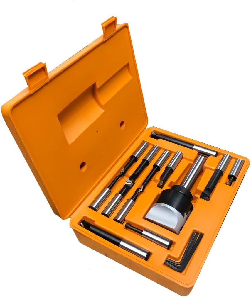 3' Boring Head Set W/ 1' Shank Carbide Tipped 12 Pc 3/4' Boring Bar Set