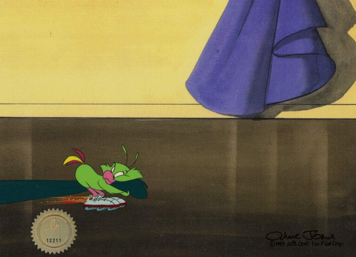 Mrs Doubtfire Original Production Animation Cel of Pudgy the Parakeet Signed by Chuck Jones from 1993 with Coa and Seal