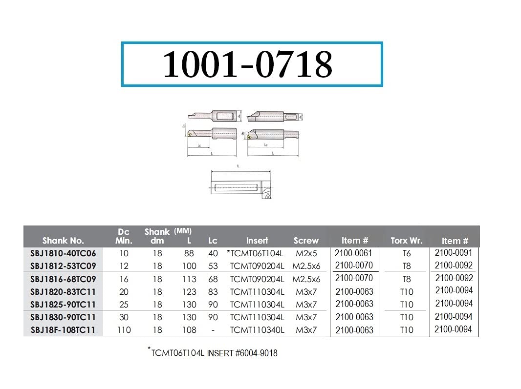 HHIP 1001-0718 7 Piece 18mm Round Shank Indexable Boring Bar Set