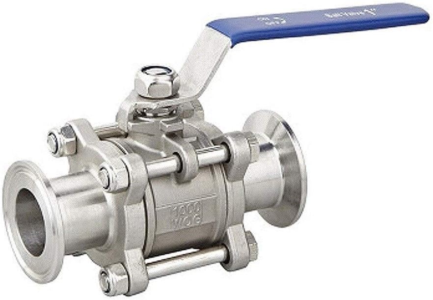 Garden Tap Connector Water Pipe Connectors, 1pcs 1/4',1/2',3/4',1' Stainless Steel 304 Sanitary Ball Valve,3 Three Piece 1.5' 50.5mm Tri Clamp Ferrule Type for Homebrew Diar(3/4')