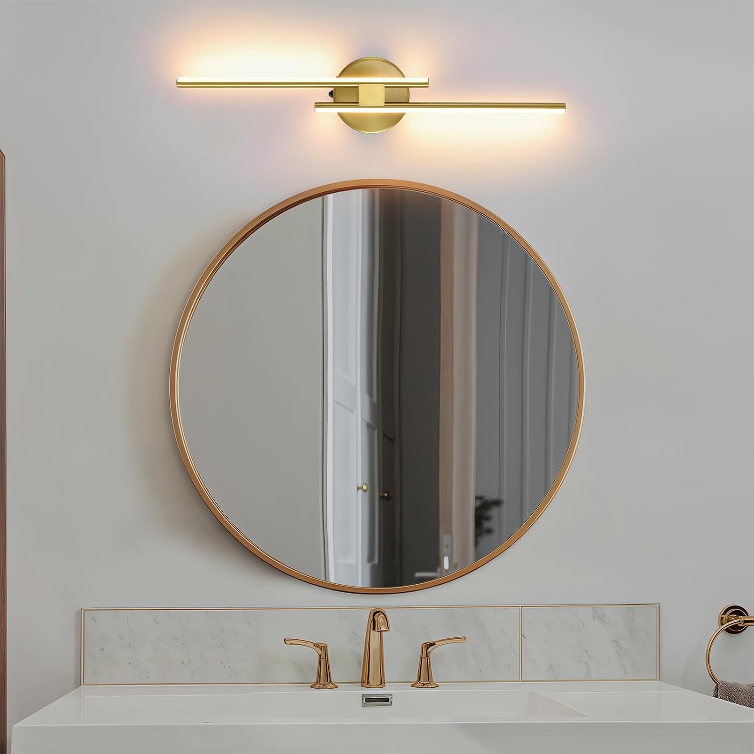 Battery Operated Wall Sconce Set of 2,Gold 23.6' 3000K-6500K LED Dimmable Wall Sconces with Remote Control,Wireless Wall Light USB Rechargeable for Bedroom Hallway Living Room Background Wall Lighting