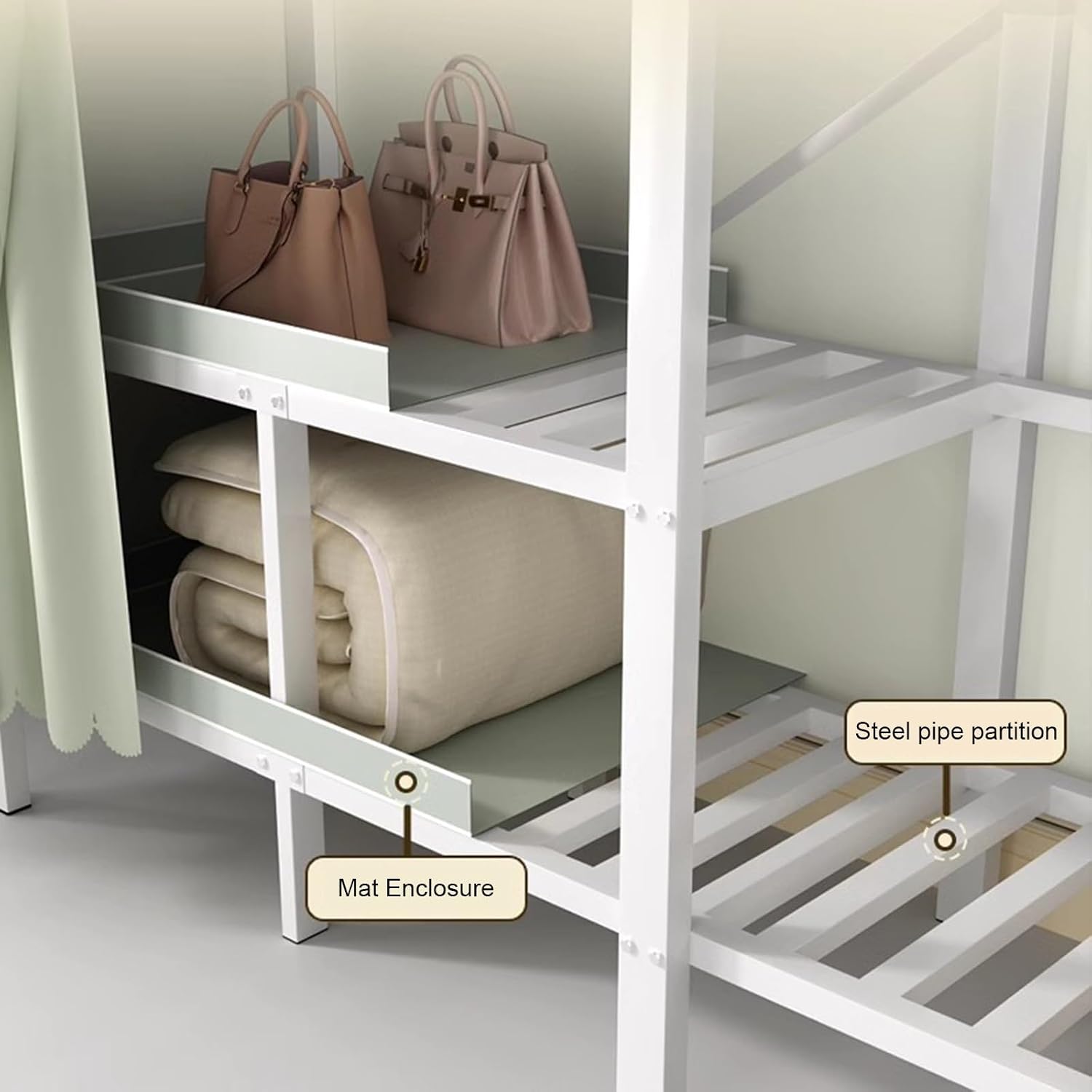 Foldable Wardrobe Closet, Load 1100lbs Heavy-duty Portable Clothe Rack with Cover for Bedroom Armoires, Metal Freestanding Clothing Storage Organizer Garment Rack for Hanging Clothes(80.7''x20.5''x67.