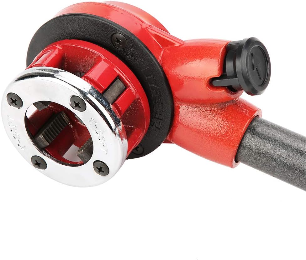Manual Pipe Threader, Tap and Die Set, Plumber Pipe Cutting Kit, 0.5 0.75 1 1.25in Manual Thread Forming, Hand Tapping Tool Set, Plumbing Pipe Dies (Type 62A Three Heads)