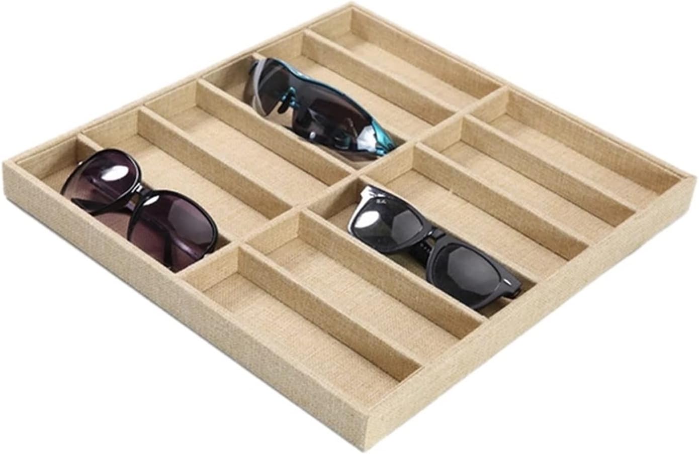 Eyewear es Fashion Glasses Cases Linen 6/10/12 Grids Sunglasses Display Box Sunglasses Display Glasses Display Props Jewelry Organizer Tray Sunglasses Eyewear (Color : 12GridsCases) (12gridscase