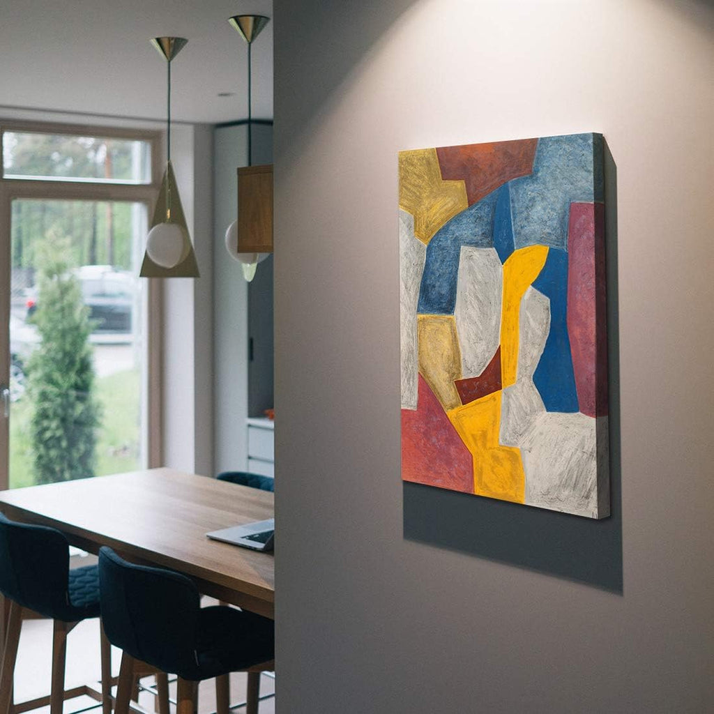 Denzoer Abstract Wall Art Colorfu Geometry Painting Prints Wall Decor Contemporary Painting with Gallery Wrap Modern Artwork Pictures Framed for Living Room | Ready to Hang - 36x46 inches