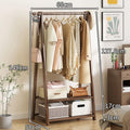 HomeLava Clothes Rack Portable Heavy Duty Garment Rack for Hanging Clothes, Free Standing Closet Organizers with 2 Tiers Shelves for Cloakroom Bedroom Laundry Room (Rustic Brown, 25.9'')