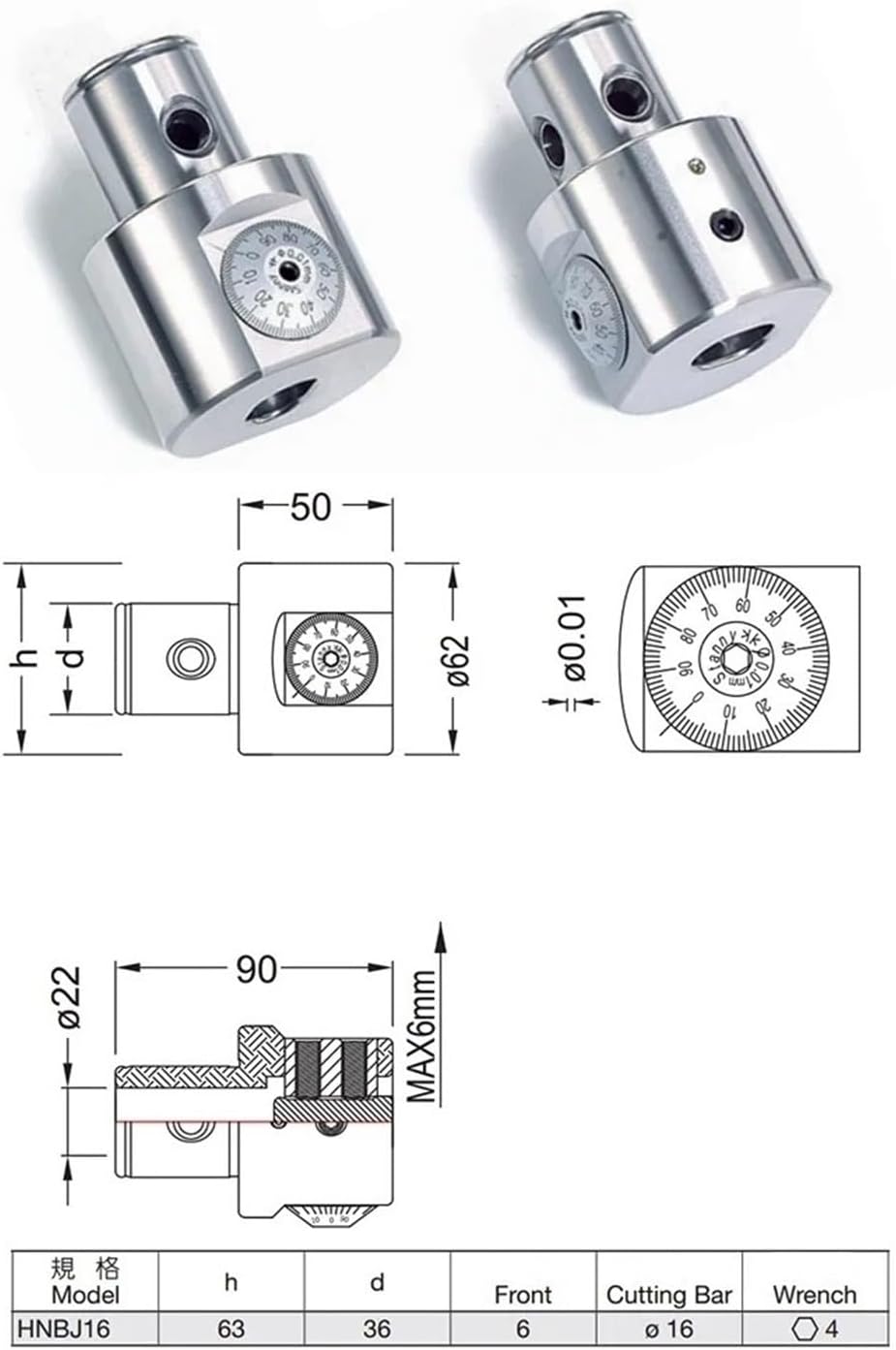 NBJ16 Universal Boring Head Set with BT30 Shank Adjustable Boring Bar Cutters for Milling Machine with 6-51mm Boring