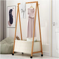 Foldable Clothes Hanging Rack, Bamboo Garment Rack On Wheels, for Bedroom Living Room, Space Saver,80 * 37 * 146cm