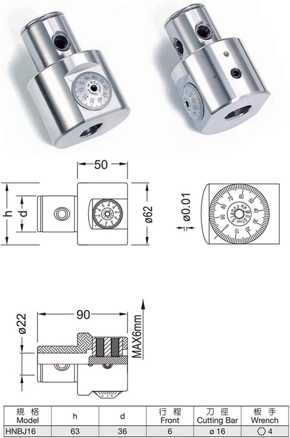 NBJ16 Universal Boring Head Set with BT30 Shank Adjustable Boring Bar Cutters for Milling Machine with 6-51mm Boring