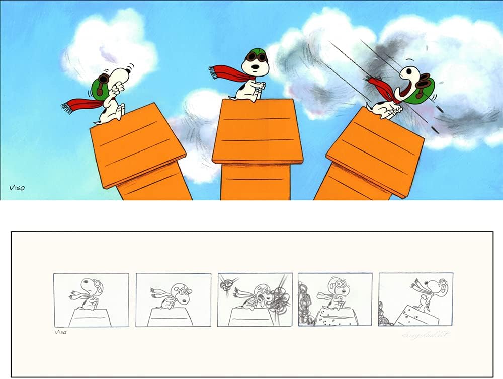 PEANUTS Snoopy's Dogfight Limited Edition of 150 Animation Cel AND Storyboard Print Signed by Larry Leichliter mlc16