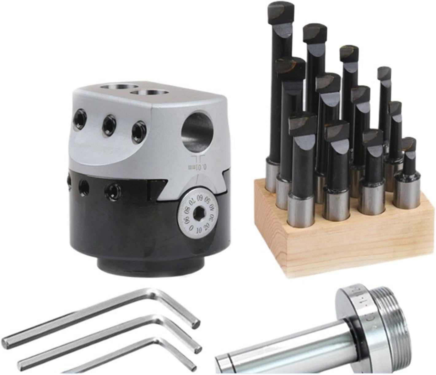 1set 2' 50mm Boring Head+1pcs Morse Handle+9pcs 12mm Boring bar for CNC Lathe Bored Boring Tool Set(C25-(F1 50)-9pcs)