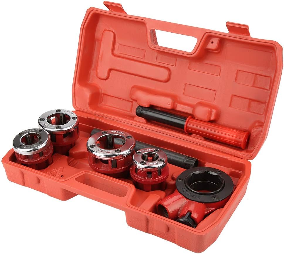 Dies Manual Plumber Pipe, Tap and Die Set, Dies Manual Plumber Pipe Threading Kit 0.5 0.75 1 1 to 0.25 Threader Tool Hand Tapping Forming Cutting Set (Type 62B Four Heads)