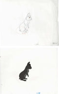 2 lot Watership Down 1978 production Animation Cel AND Key Drawing of Bigwig 130-26
