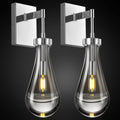 Raindrop Wall Sconces Set of Two Chrome Sconces Wall Decor Modern Wall Lighting Glass Bathroom Sconces Indoor Vanity Light Wall Lamp for Bedroom Living Room Stair