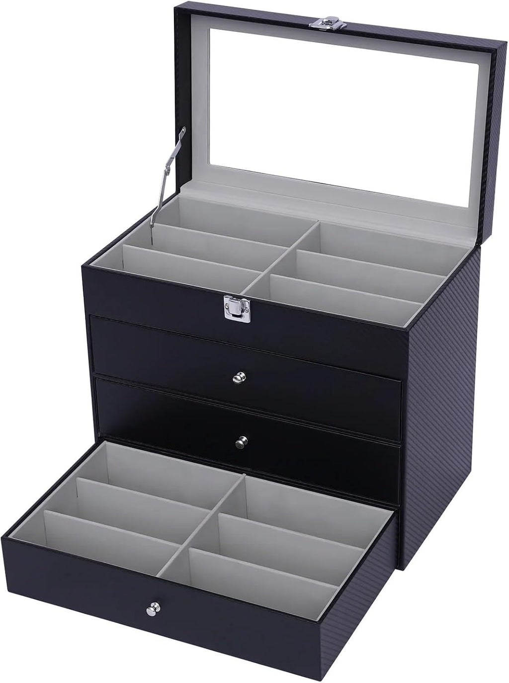 Sunglasses Organizer Glasses Eyeglasses Sun Glasses Eyewear Sunglasses Box Case Tray Display Showcase Organizer Jewelry Tray with Cover for Storing Glasses