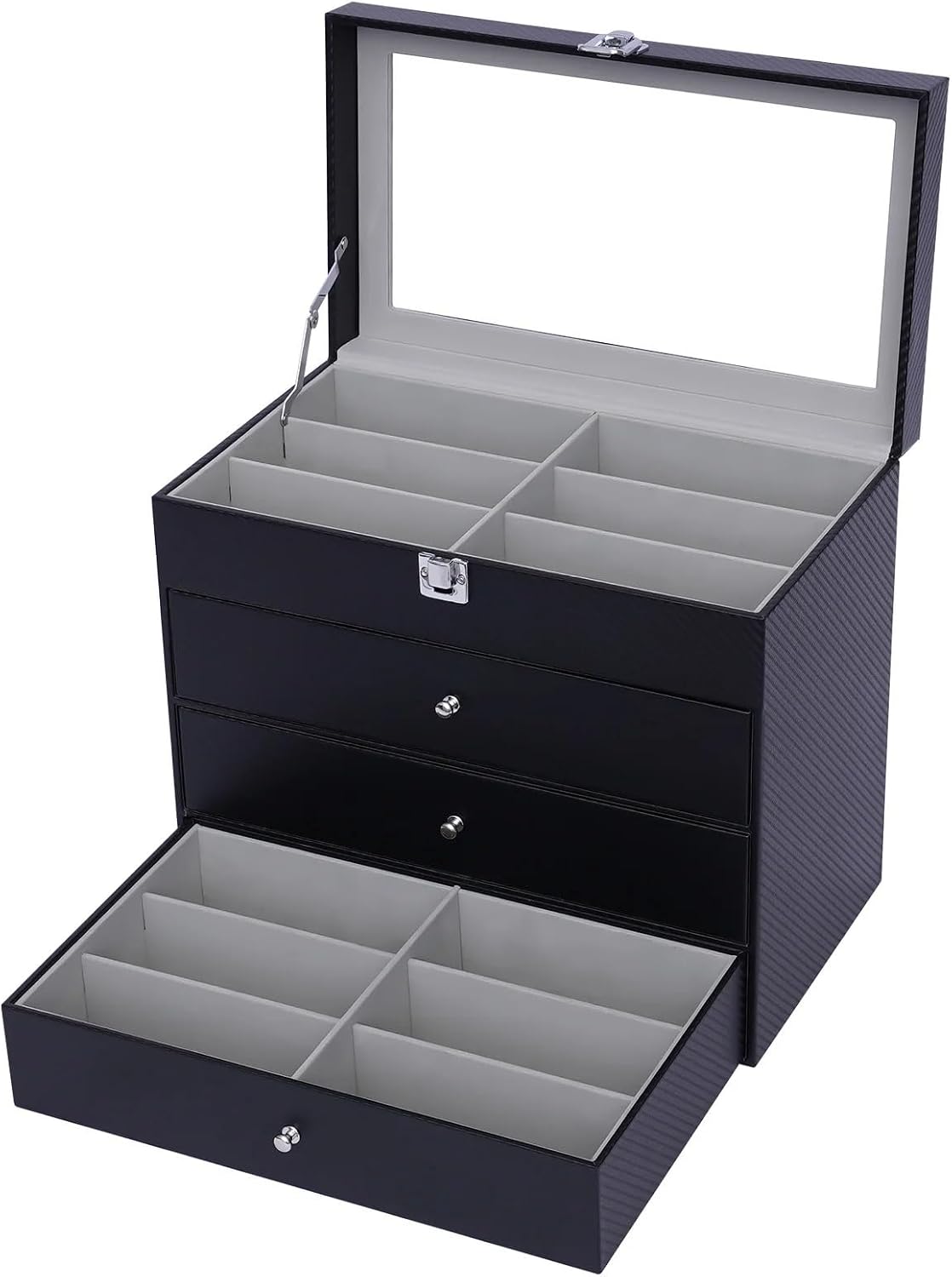 Sunglasses Organizer Glasses Eyeglasses Sun Glasses Eyewear Sunglasses Box Case Tray Display Showcase Organizer Jewelry Tray with Cover for Storing Glasses