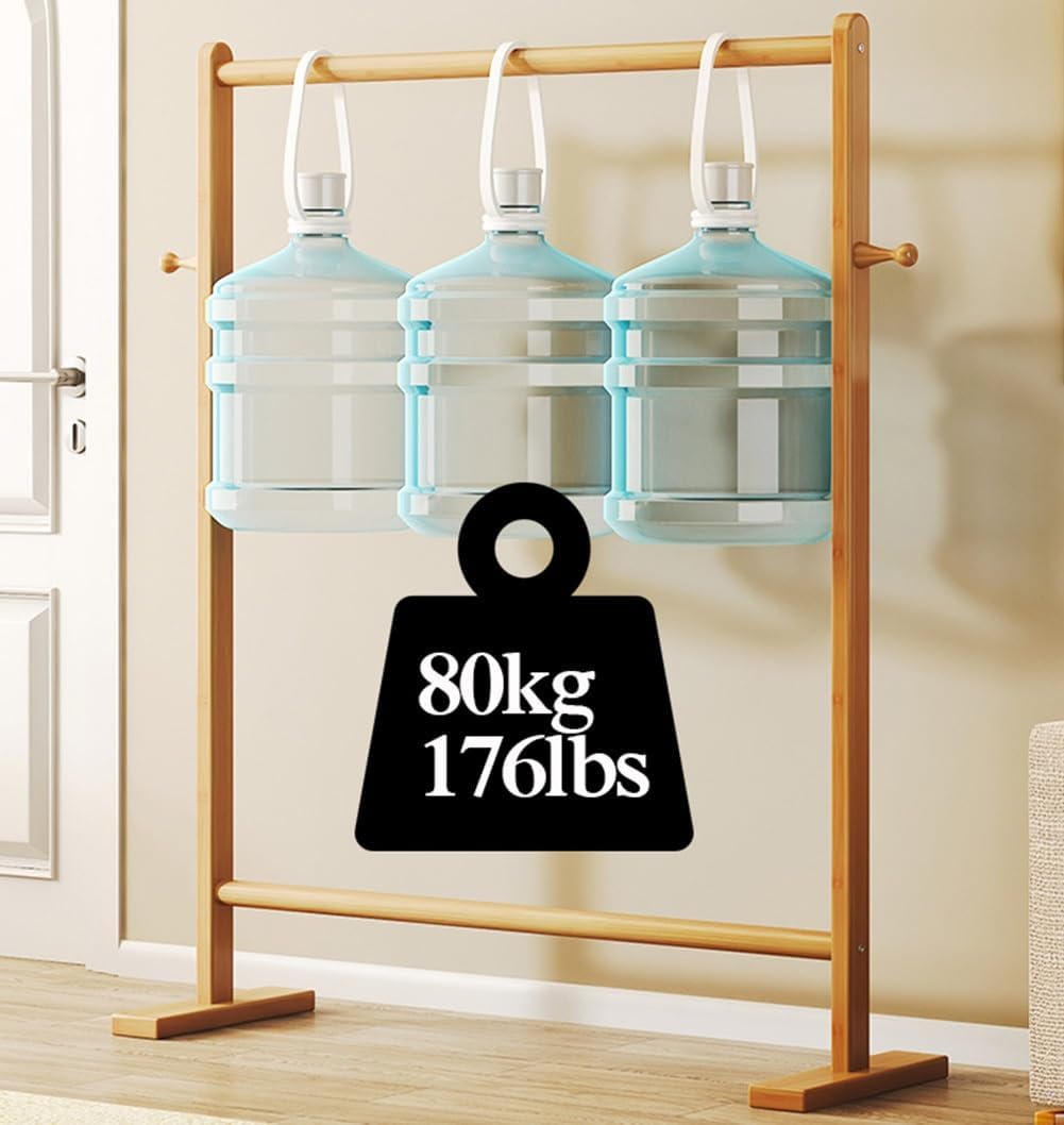 Bamboo Clothing Garment Rack with Side Hooks, Freestanding Clothes Rail for Hanging Clothes, Clothes Organizer for Bedroom, Laundry Room (Color : Natural, Size : 60x40x162cm)