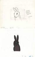 2 lot Watership Down 1978 production Animation Cel AND Layout Drawing 130-17