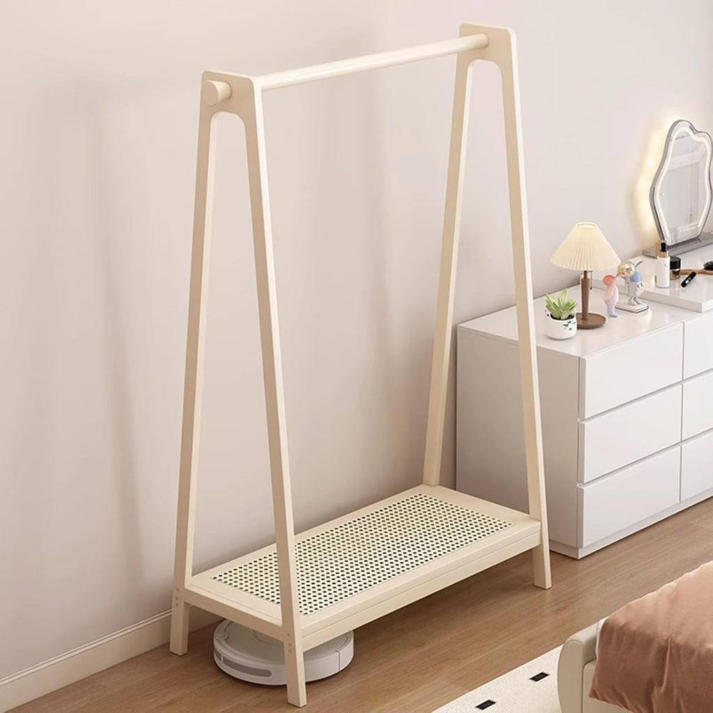 Garment Rack 2-in-1 Clothes Rack With Hanging Rod And Shelves, Bamboo Clothing Rack For Hanging Clothes, Freestanding Coat Rack For Bedroom And Living Room, Large Capacity Clothes Or(Size:85X36X154CM)