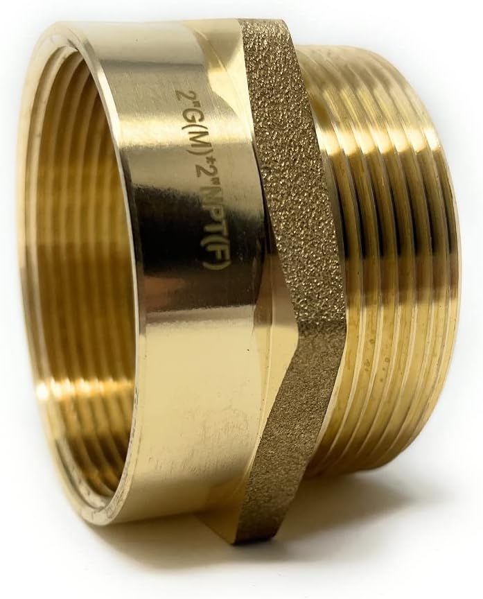 Cascada Lead-Free Brass Adapter, G Thread British BSPP Male to NPT Female (2' x 2' (2 Pieces))