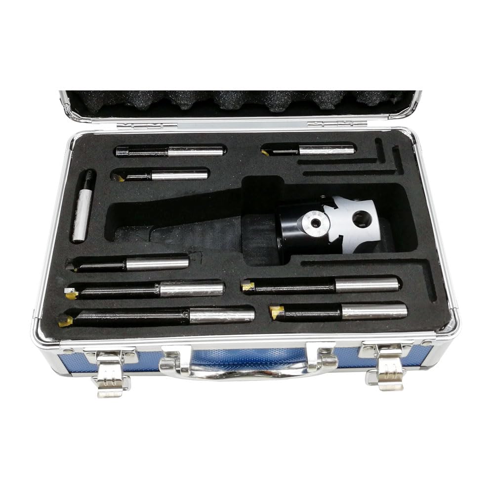 KAKA INDUSTRIAL Bodee 2-inch' Boring Head Set, 9 Piece 1/2'-inch Shank Carbide Boring Bar Set (Without Boring Shank)