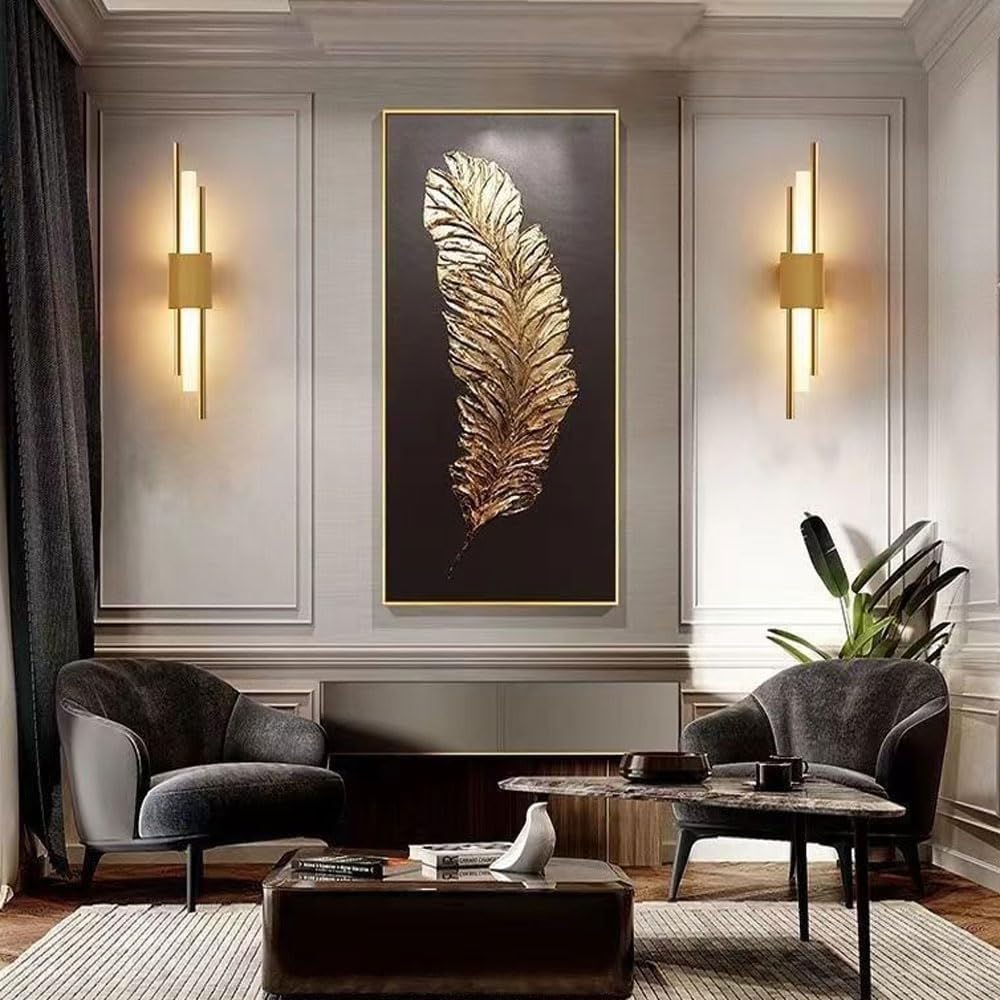 Black LED Linear Wall Light Long Light Sconces Wall Decor Set of 2 Indoor Strip Hallway Wall Lighting Gold Nordic Modern Bedroom Wall Mount Lamp for Bedside Living Room Bathroom