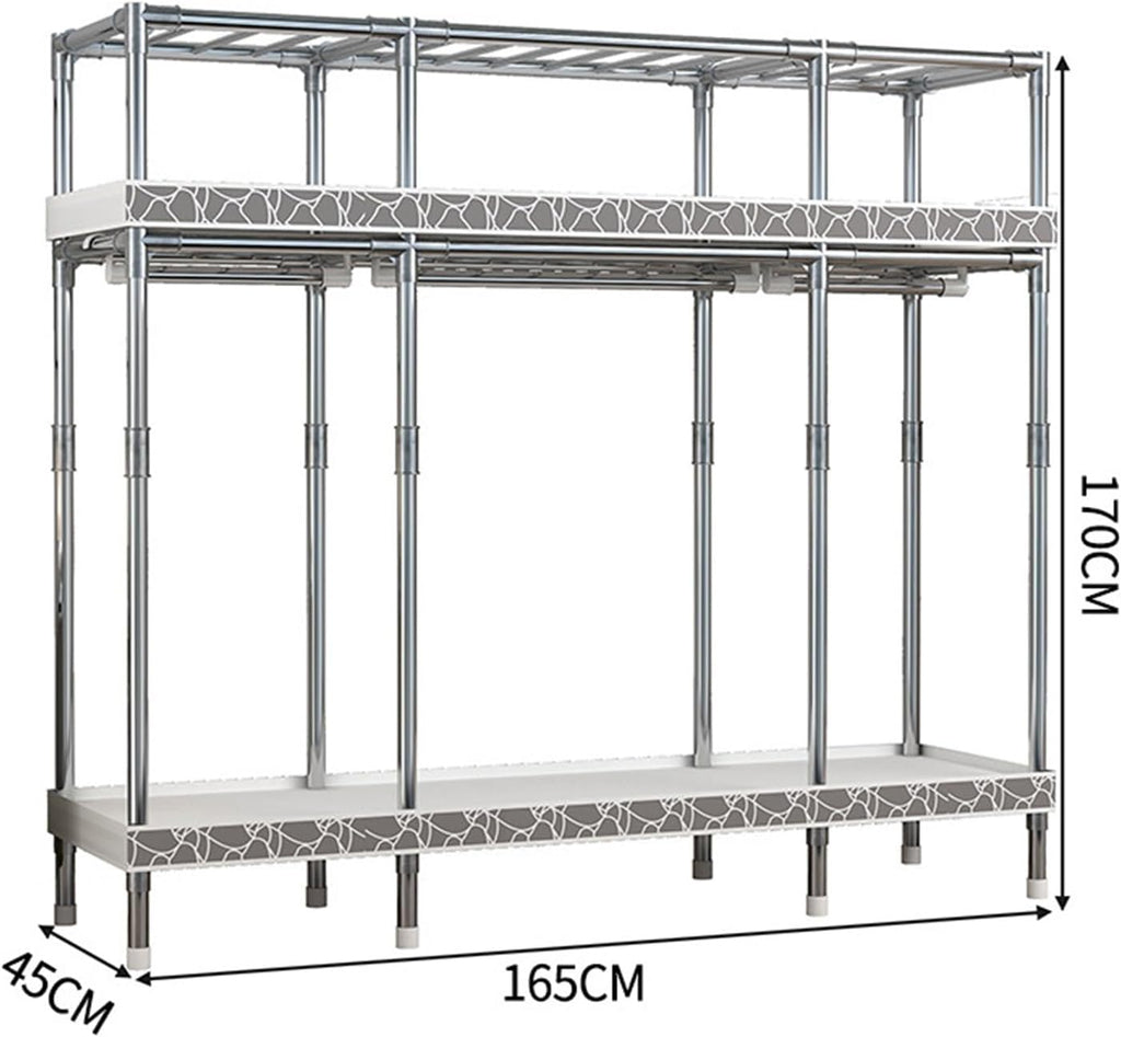 Portable Closets,Covered Clothing Racks For Hanging Clothes, Freestanding Portable Closet,Wardrobe Closet Heavy Duty Garment Rack,Extra Large Clothes Rack With Cover(Blue 2,165cm)