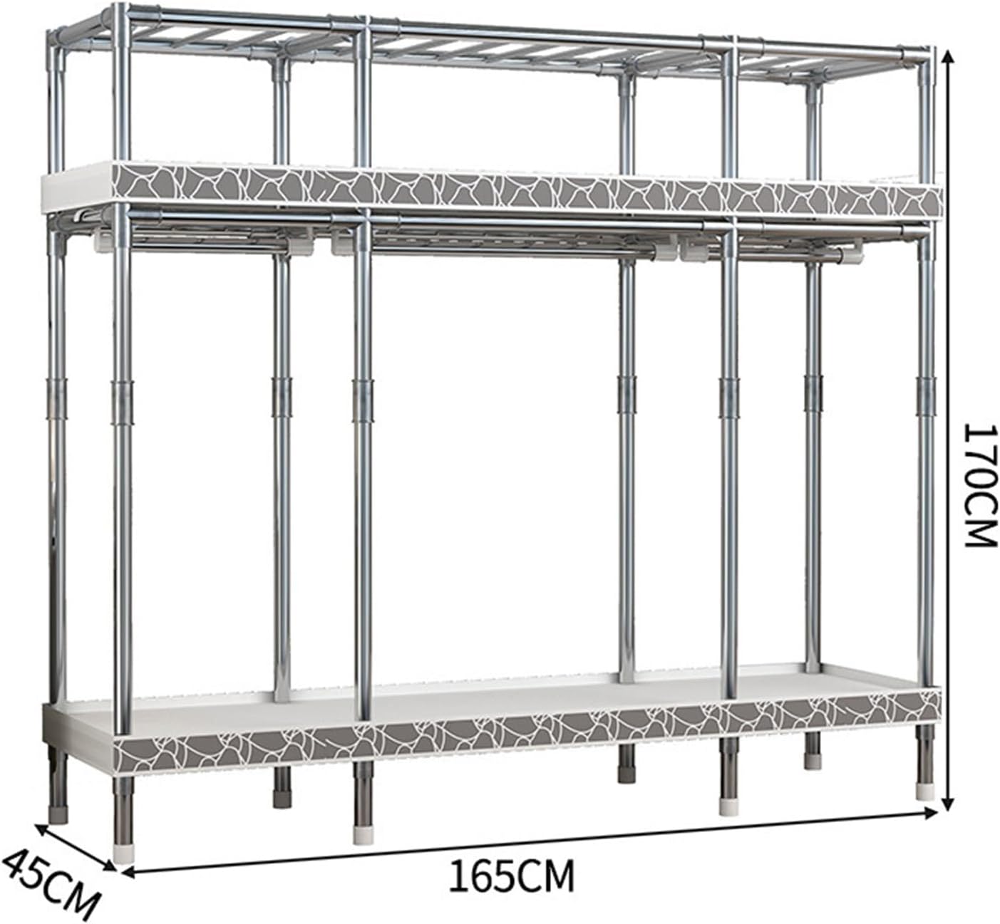 Portable Closets,Covered Clothing Racks For Hanging Clothes, Freestanding Portable Closet,Wardrobe Closet Heavy Duty Garment Rack,Extra Large Clothes Rack With Cover(Blue 2,165cm)