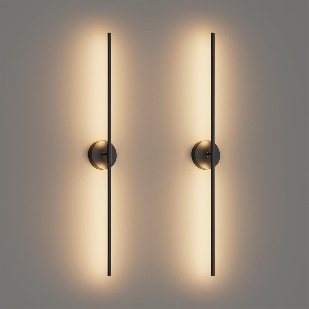 Modern Wall Sconces Set of Two 3000K 40In Hardwired Black Bathroom Sconce Vanity Light Bar 360° Rotate Warm Light for Bedroom Bathroom