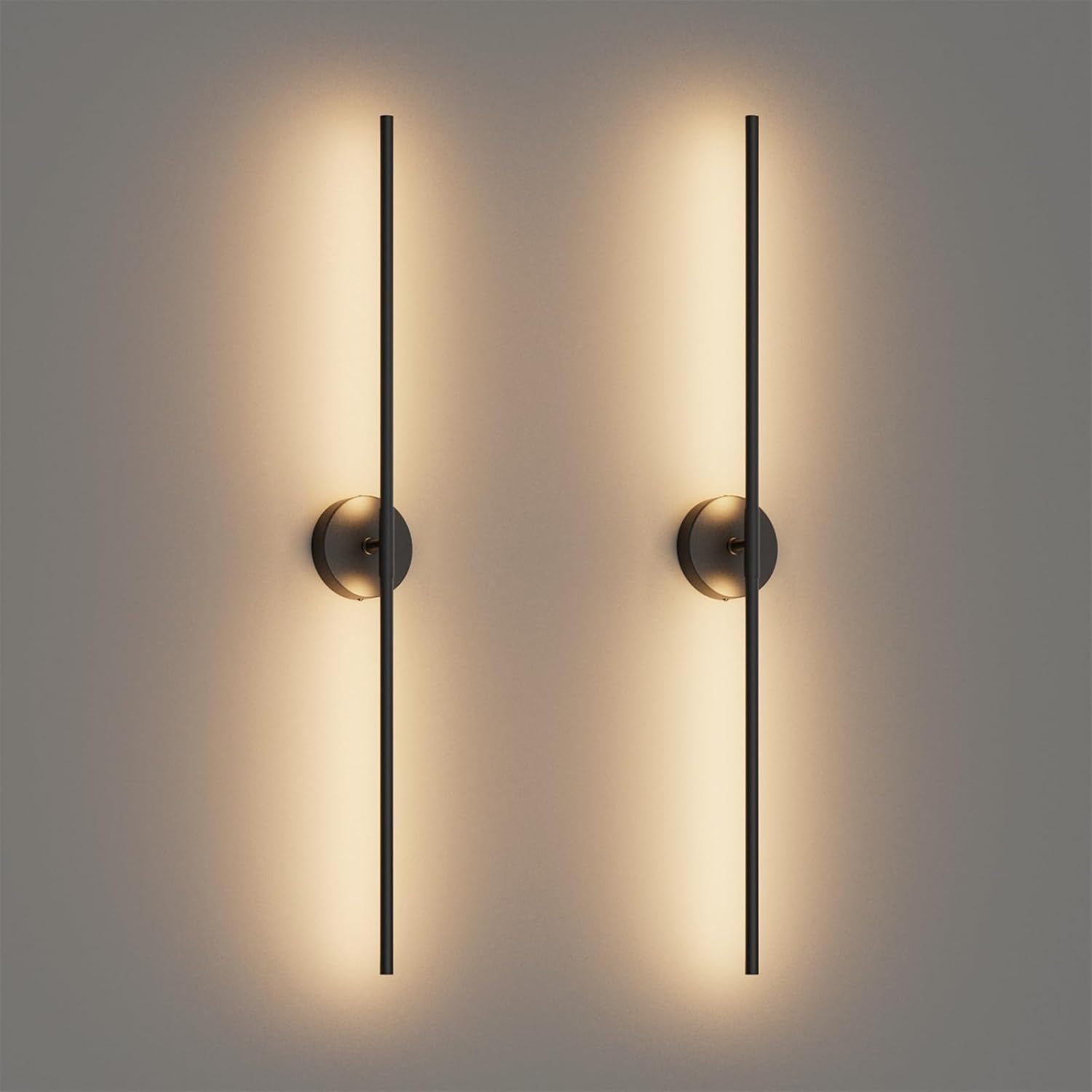 Modern Wall Sconces Set of Two 3000K 40In Hardwired Black Bathroom Sconce Vanity Light Bar 360° Rotate Warm Light for Bedroom Bathroom