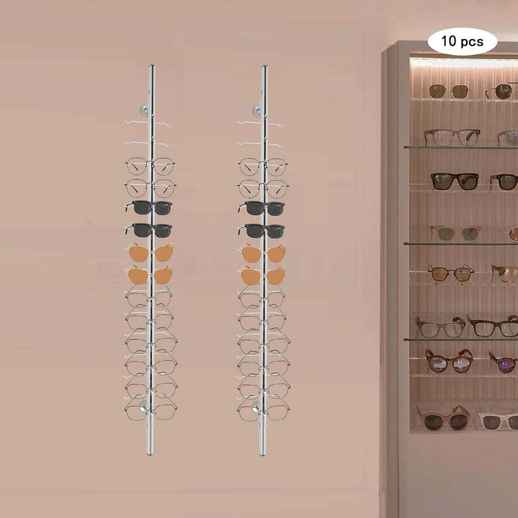 10Pcs of Set Wall-Mounted Eyeglasses Display Rack Sunglasses Display Stand Holder Aluminum Alloy Eyewear Sunglasses Storage Organizer