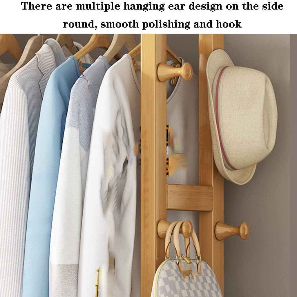 Coat Tree Freestanding Bamboo Wood Garment Rack, Corner Clothes Hanging Rack, 50 * 36 * 162cm, Space Saver (Brown)