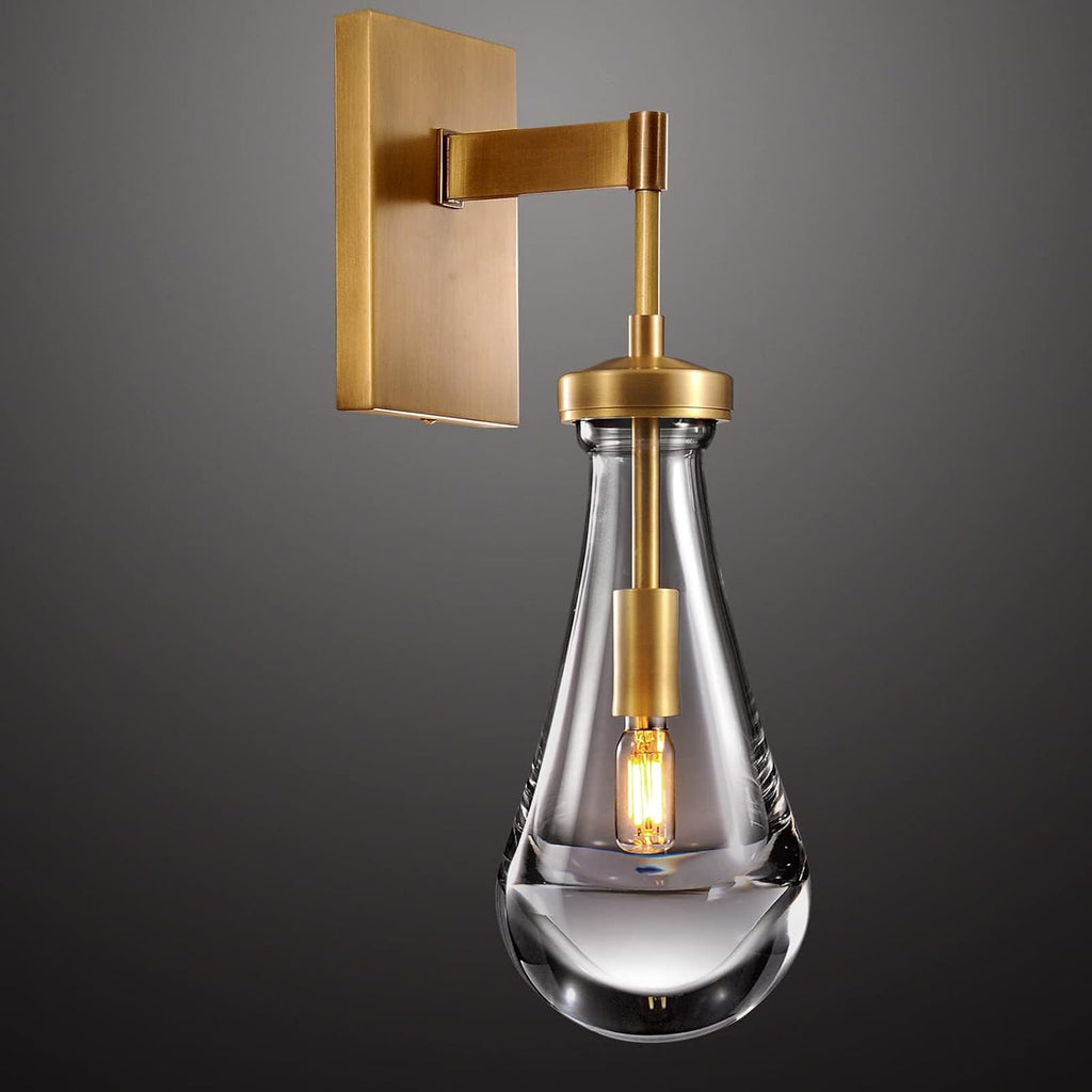 Brass Wall Sconces, Raindrop Sconces Wall Lighting, Wall Sconce Indoor for Living Room, Modern Wall Light Fixtures Bathroom Light Fixtures Wall Lamp for Hallway, Bedroom