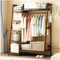 Strong Bamboo Garment Rack, with 7 Tier Shelves, Free-Standing Multifunctional Hanging Clothes Rack, Easy Assemble,100 * 42 * 140cm