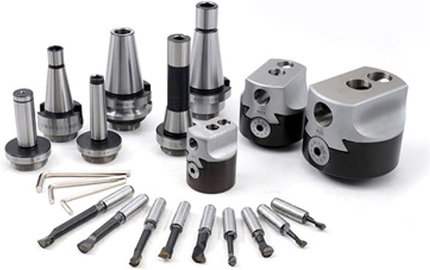 1set 2' 50mm Boring Head+1pcs Morse Handle+9pcs 12mm Boring bar for CNC Lathe Bored Boring Tool Set(R8-(F1 50)-9pcs-7-16)