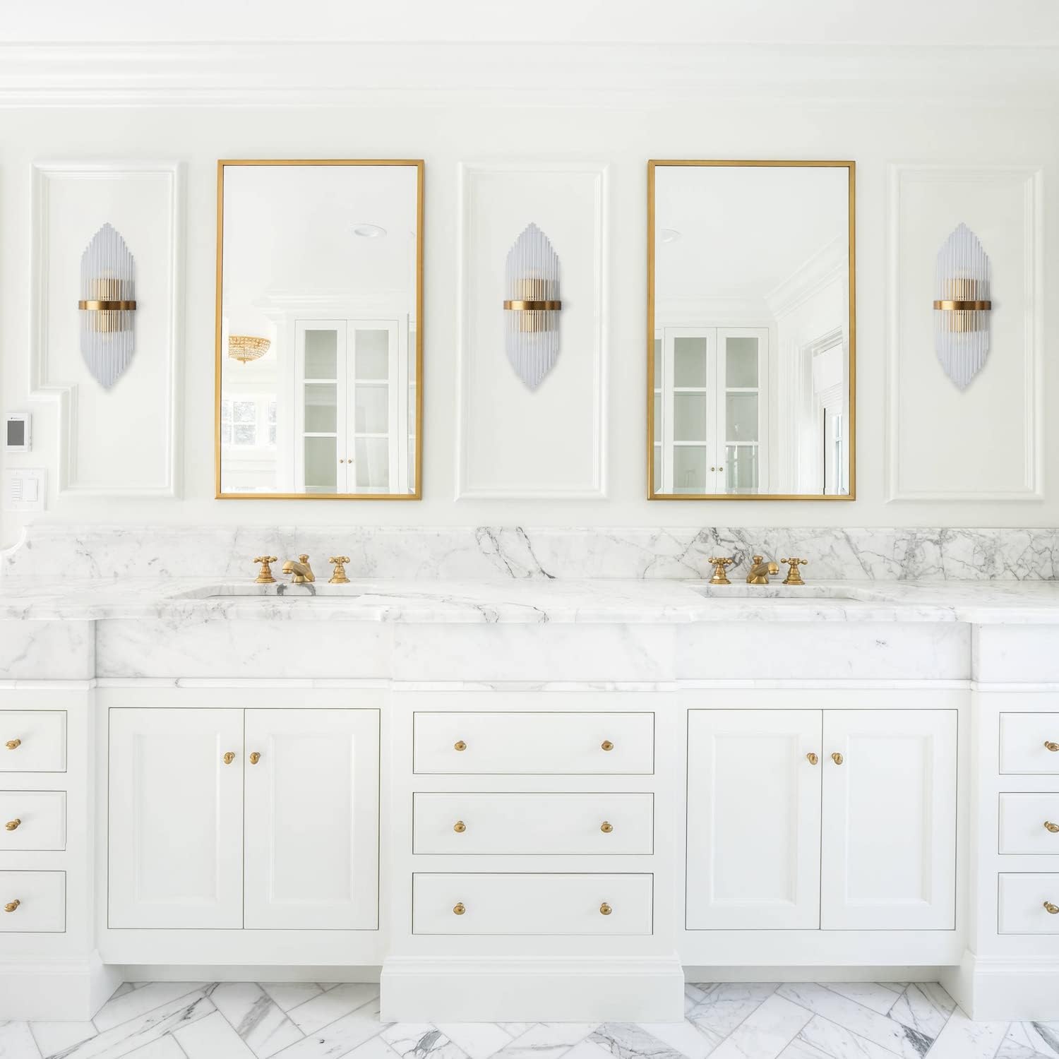 KCO Lighting 2-Light Prism Crystal Wall Sconce Lighting Clear Glass Wall Sconces Set of Two Modern LED Wall Light for Bathroom Mirror Bedroom Bedside (2-Pack)