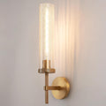 19.5' Knurled Brass Wall Sconce with Crackle Glass Tube, Gold Bathroom Vanity Light Fixtures, Modern Lamp Lighting for Bedroom, Living Room, Hallway, Staircase, Mirror, Kitchen