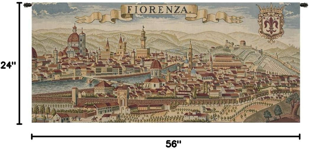 Charlotte Home Furnishings Inc. Florence Ancient Map Italian Tapestry Wall Hanging 24 X 56 Inch Viscose Cotton And Polyester Blend Wall Art Italian Woven Perfect For Home Decor And Wall Decor