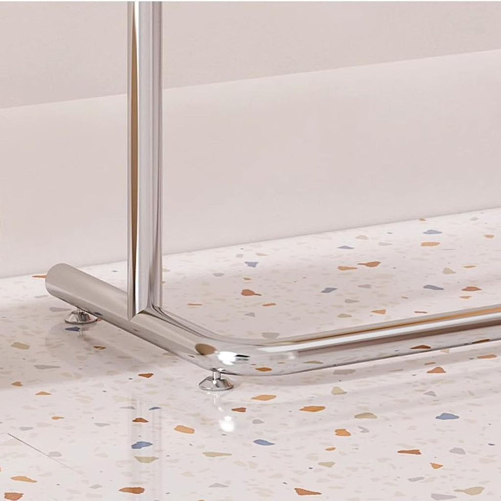 Garment Rack Heavy Duty Clothes Rail With U-shaped Base, Silver Stainless Steel Clothing Rack For Hanging And Displaying Clothes, Single Rod Coat Rack For Bedrooms And Boutiques(Size:80X40X130CM)