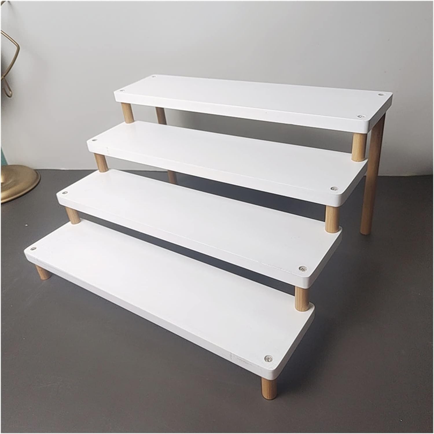 Eyeglass Displays Wood Lacquer Stepped Sunglasses Display Rack Sunglasses Eyewear Holder Display Sunglasses Organizer Stands Sunglasses Rack Display Risers(B,4-Tier)