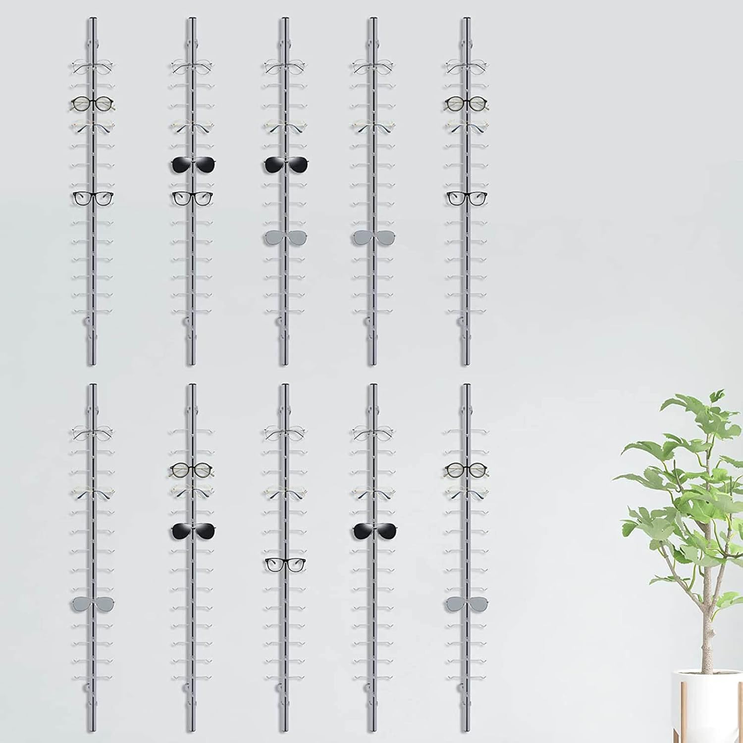 Eyeglass Display Stand Sunglasses Rack Eyeglass Frame Stand Eyewear Glasses Holder Organizer Storage Decorative Display Rod,Hold 16 Frames