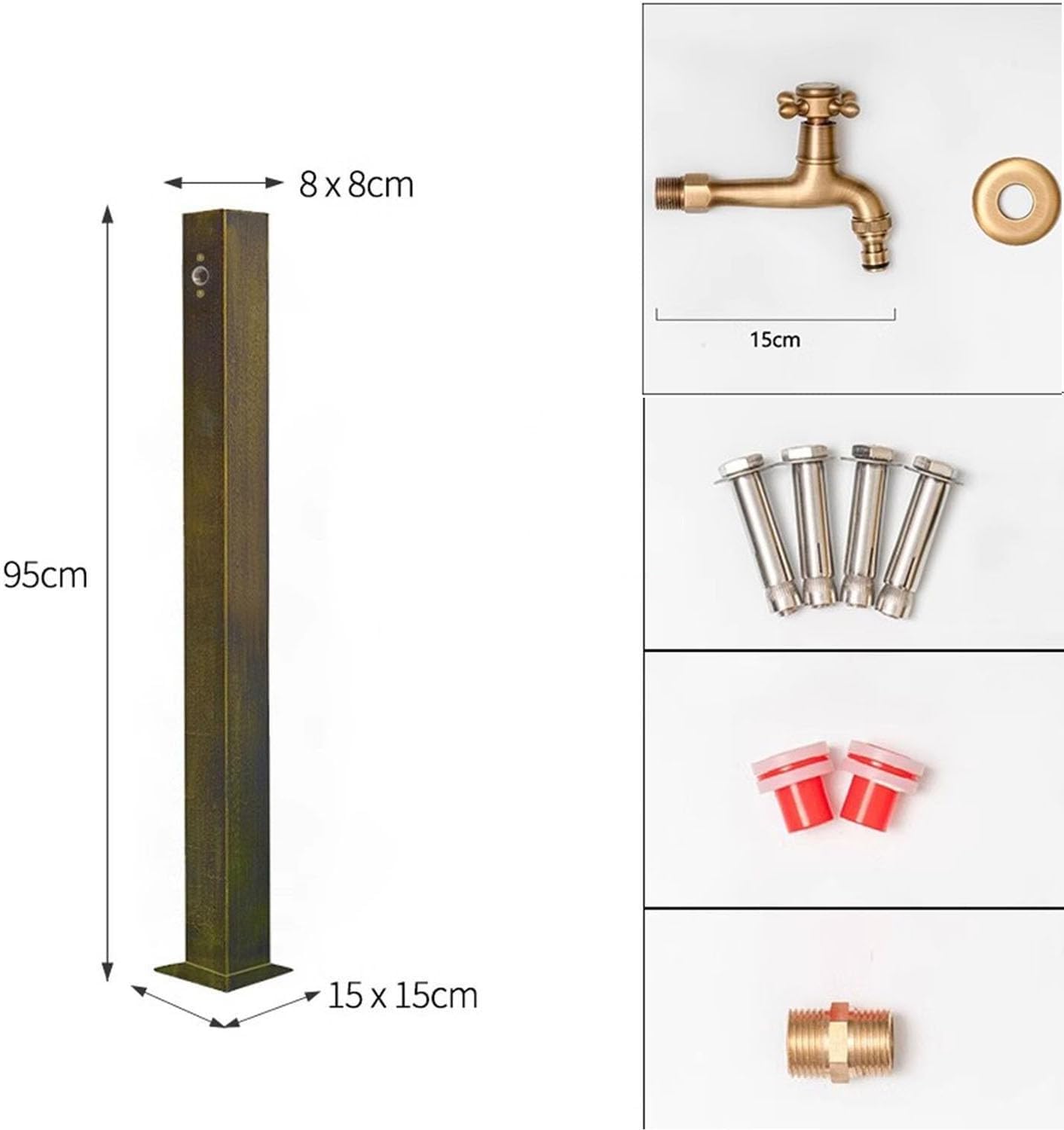 Antique Outdoor Faucet Post, Copper Garden Tap, 304 Stainless Steel Hose Stand, Decorative Water Column for Backyard, Farm & Garden Use