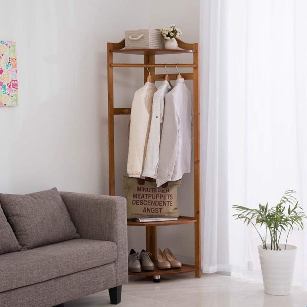Bamboo Garment Rack Large Clothes Rack Coat Stand Heavy Duty Clothes Hanging Rack with 3 Tier Storage Shelves for Clothes Shoes Hats Bags in Entryway, Bedroom, Living Room, Guest Room,Walnut