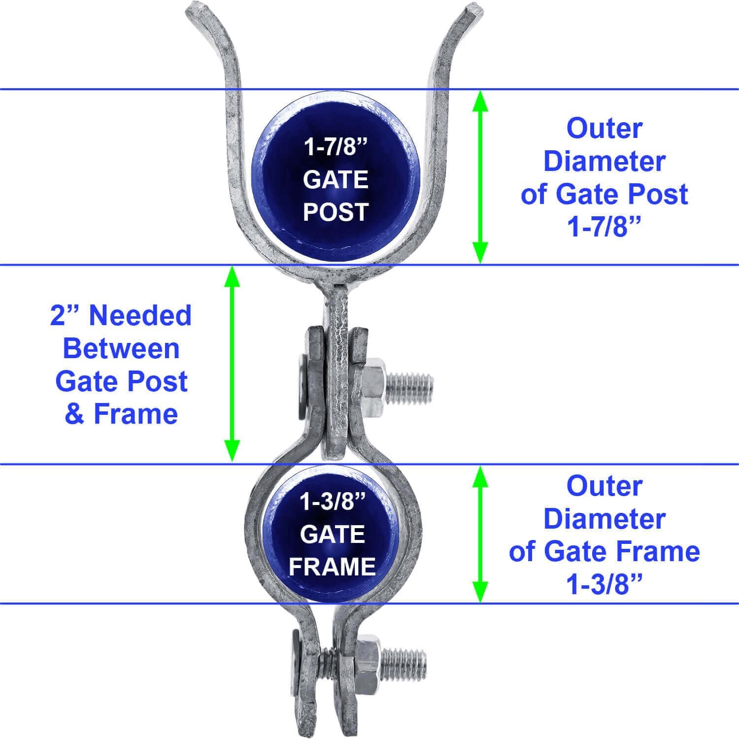 1-3/8' x 1-7/8' - Chain Link Fence Gate Fork Latch - Galvanized - with Hole for Padlock - CASE Qty 25