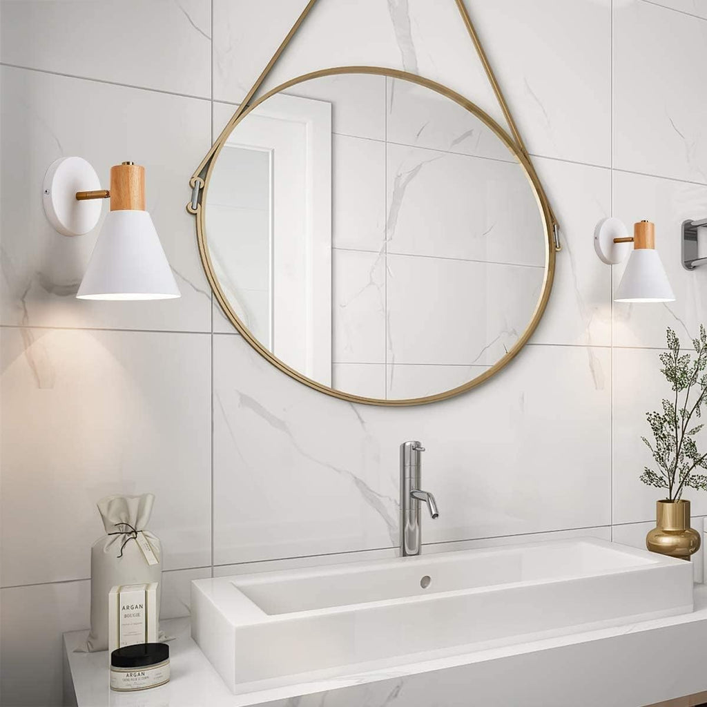 Wall Sconces battery operated Lighting Fixture Set of 2,Black Rotatable Wall Mounted Bedside Wall lamp for Industrial Bedroom Bathroom, Sink Lighting for Bedroom Hallway Living Room ( Color : White )