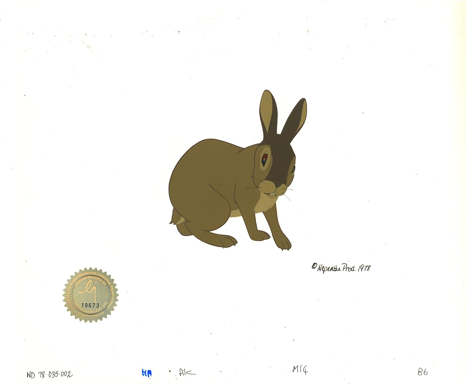 Watership Down 1978 Production Animation Cel of Blackberry with LJE Seal and COA 035-002