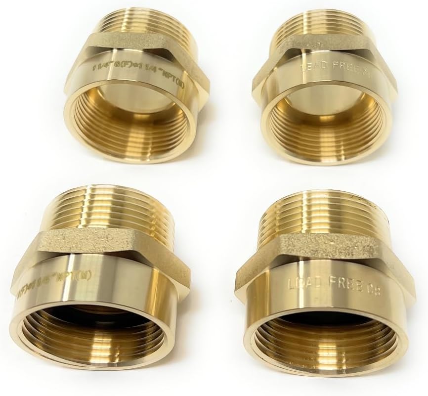 G Thread (British BSPP) Female to NPT Thread Male Pipe Fitting Adapter - Lead-Free (1 1/4' x 1 1/4' (4 Pieces))