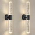Black Wall Sconces Set of 2 LED Modern Sconces Dining Room Wall Lighting 10W 3000K LED Wall Lights Crystal Hardwired Wall Light Fixtures for Living Room Bedroom Bathroom Hallway