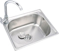 Stainless Steel Kitchen Sink - Top-Mounted Single Bowl Washbasin with Hot and Cold Water Tap, Drain Filter, and Inlet Pipes,One Color-48x35cm