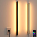 Smart Wall Sconces Set of 2, 35.4 In RGBCW LED Wall Lights Works with Alexa & Google Home, Plug-in or Hardwire Installation Wall Mount Lamp Dimmable for Bedroom, Living Room, Hallway Decor, Music Sync